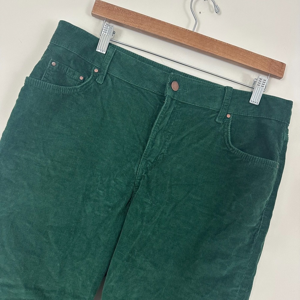 Boden Denim Cord Slim Straight Pants Green Cotton Stretch High Rise Womens 10R